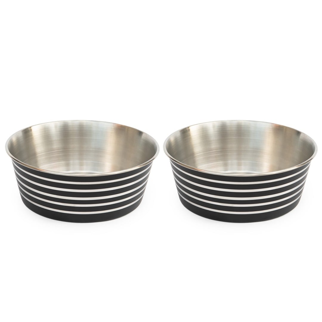 2x Superior Pet Essentials Heavy Base Pet/Dog/Cat Food Bowl Matte Black 24cm