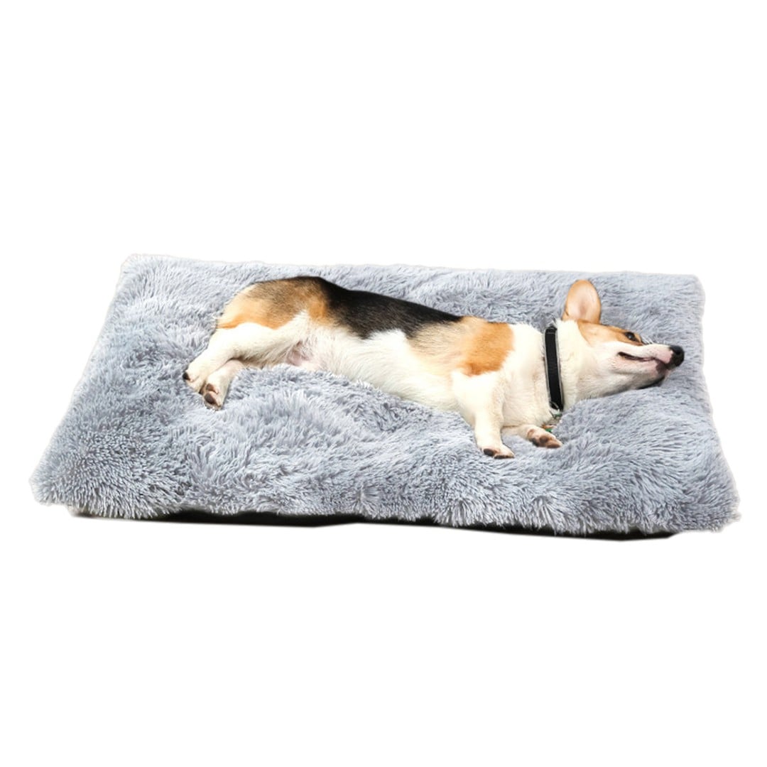 80x55cm Pet Warm Pad Dog Bed Pad Pet Plush Mat Cat Bed Pad Fluffy Dog Bed Grey