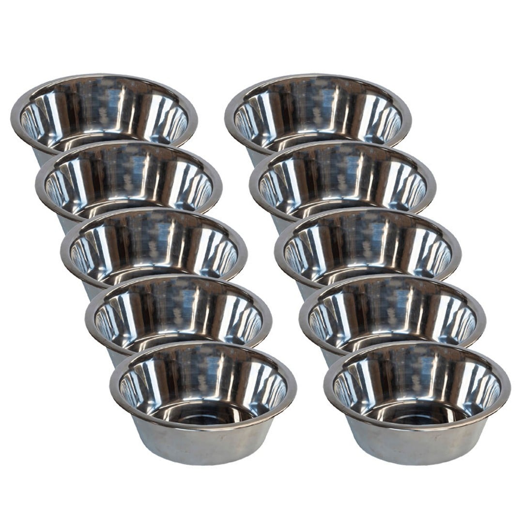 10x Superior Pet Essentials Economy Food-Grade Stainless Steel Dog Bowl 568ml
