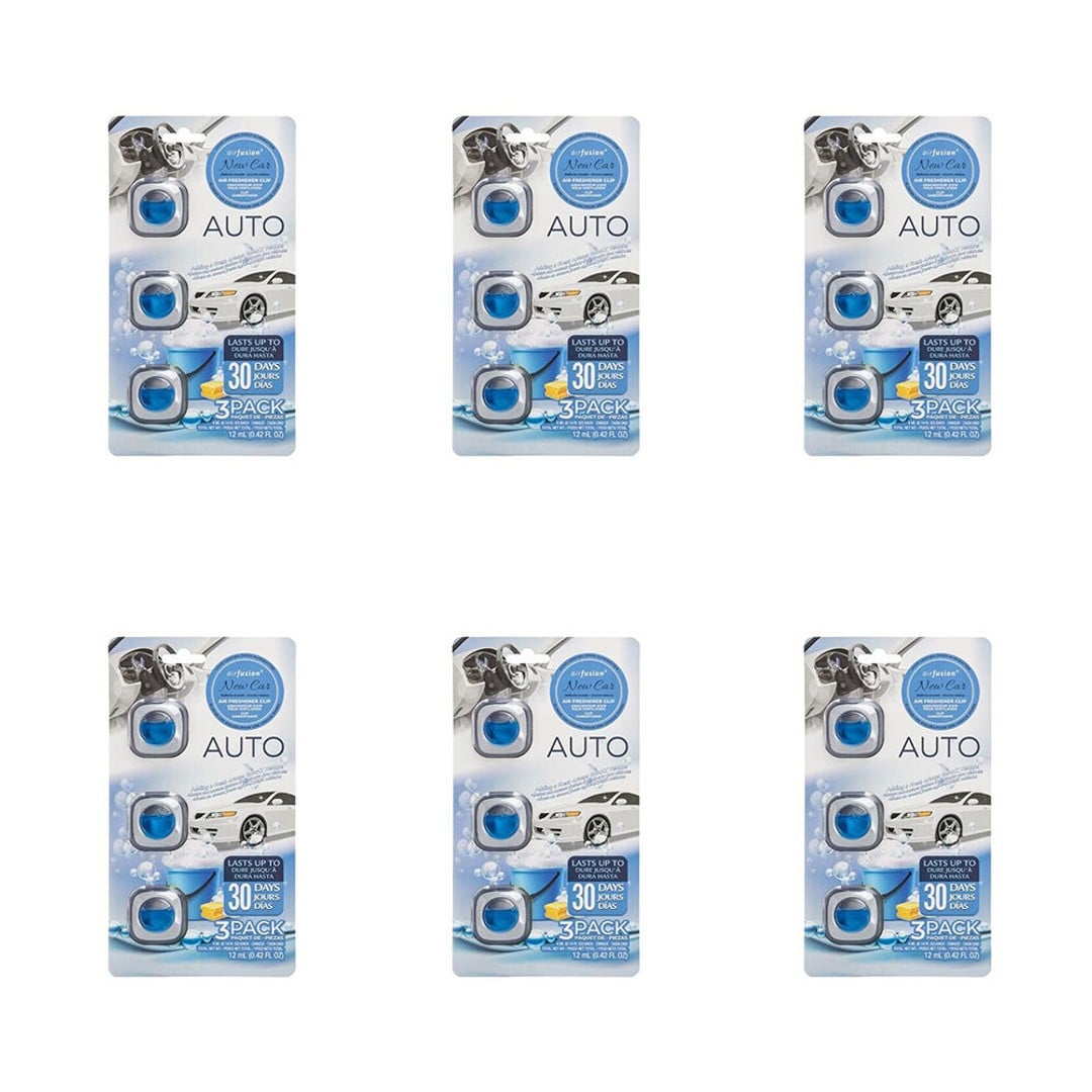 6x 3pc Air Fusion Car/Automotive Air Freshener Vent Clip 4ml New Car Scent