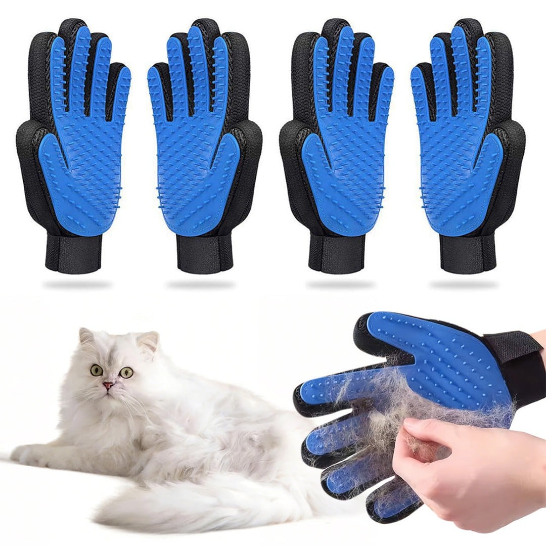 2 Pair Pet Grooming Gloves for Cats and Dogs Hair Removal and Massage