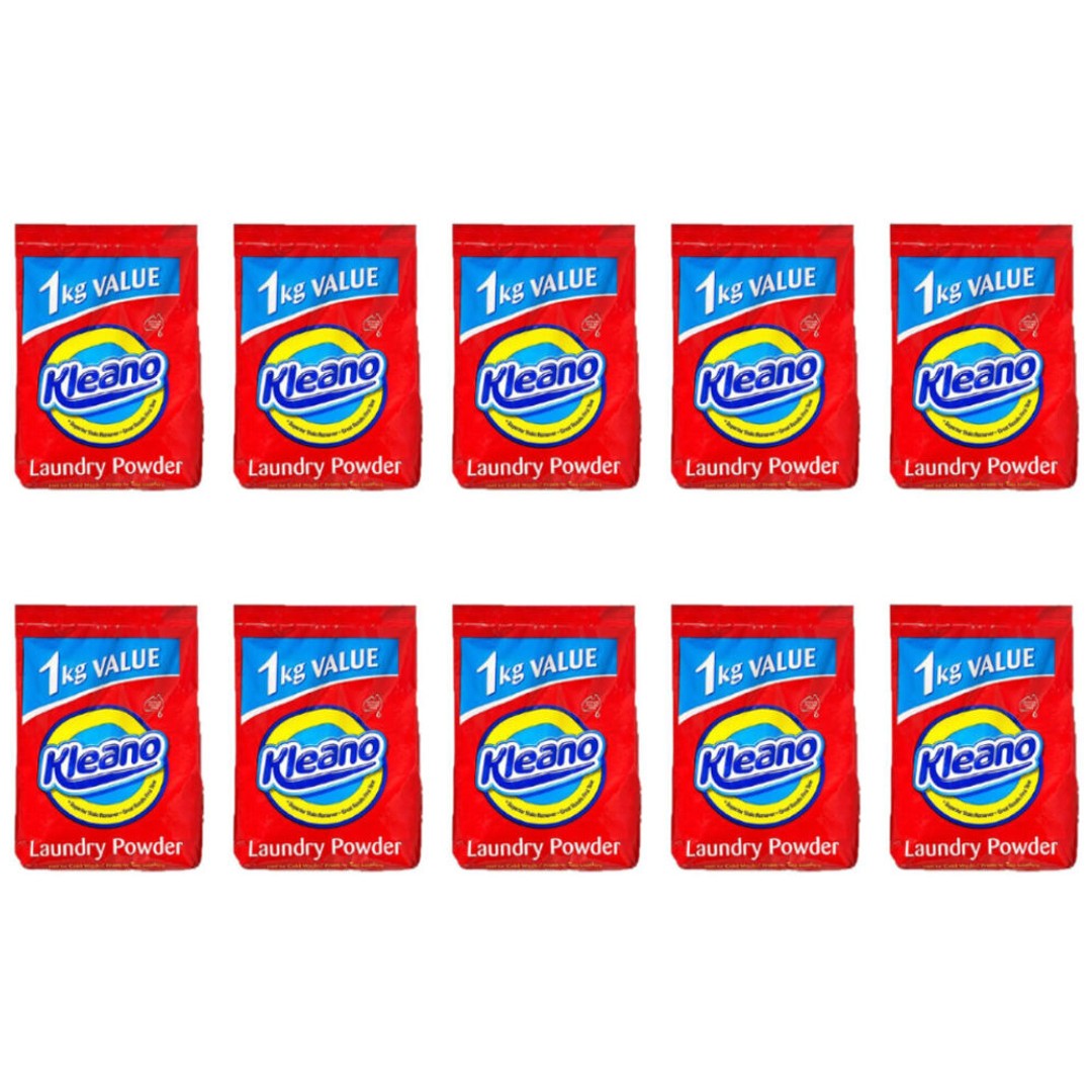10PK Kleano Laundry Powder Detergent For Hot/Cold Wash Front/Top Loaders 1kg