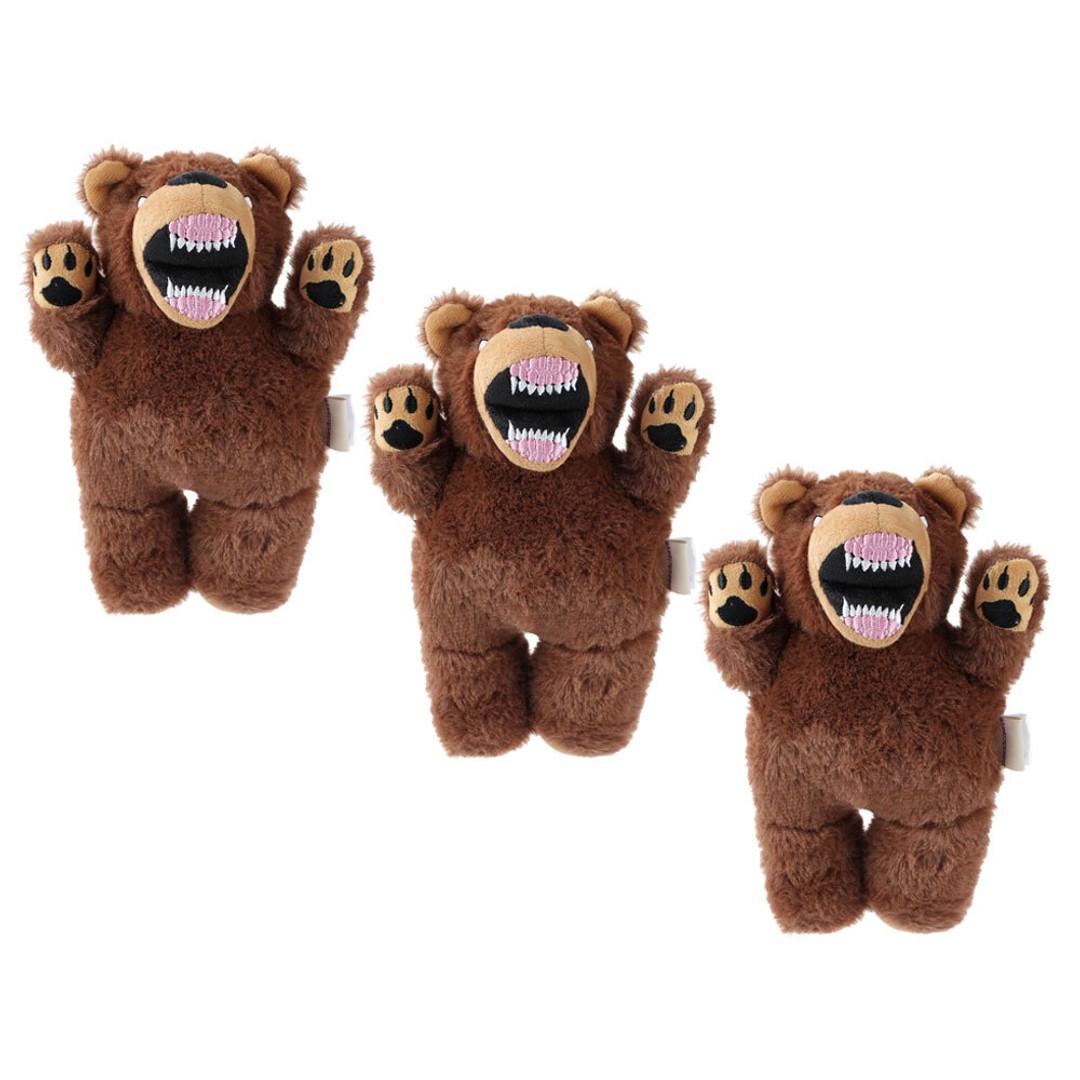 3x Paws & Claws 35cm Angry Animals Interactive Plush Bear Dog Toy w/ Squeaker BR