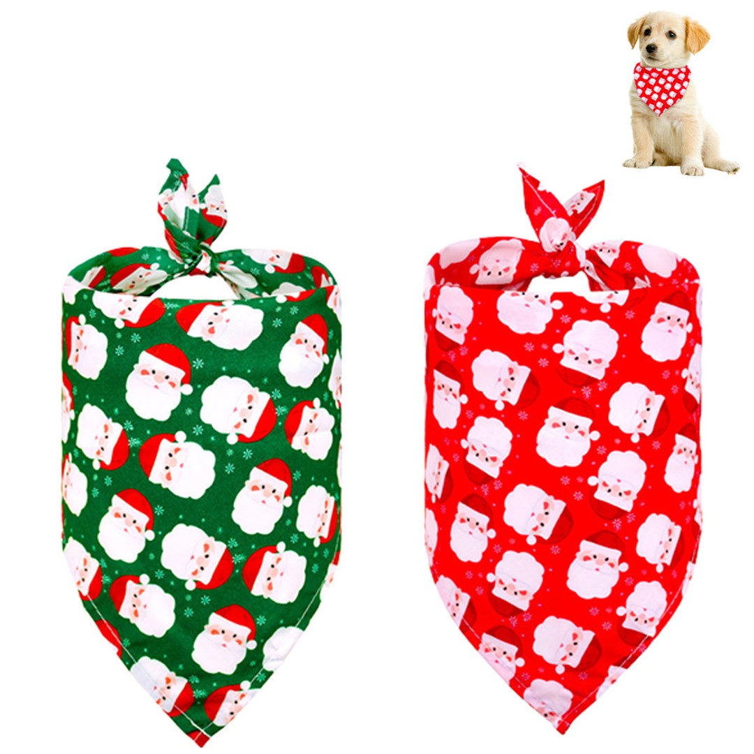 2pcs Dog Bandana Christmas Classic Triangle Scarf Pet Bibs Holiday Accessories Decoration for Cats Dogs-Style 3 and Style 4