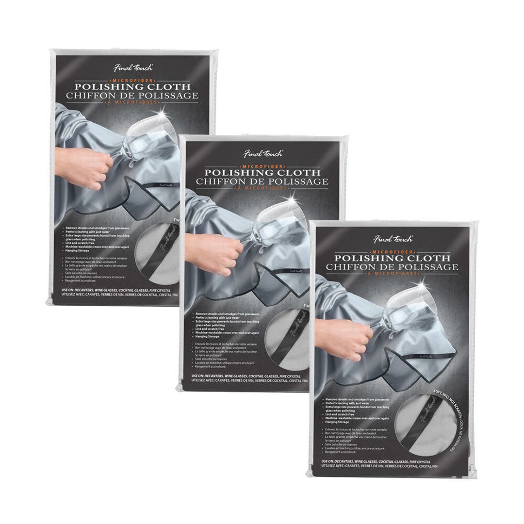 3PK Final Touch Microbfibre Cocktail/Wine/Beer Glass Cleaning Polishing Cloth
