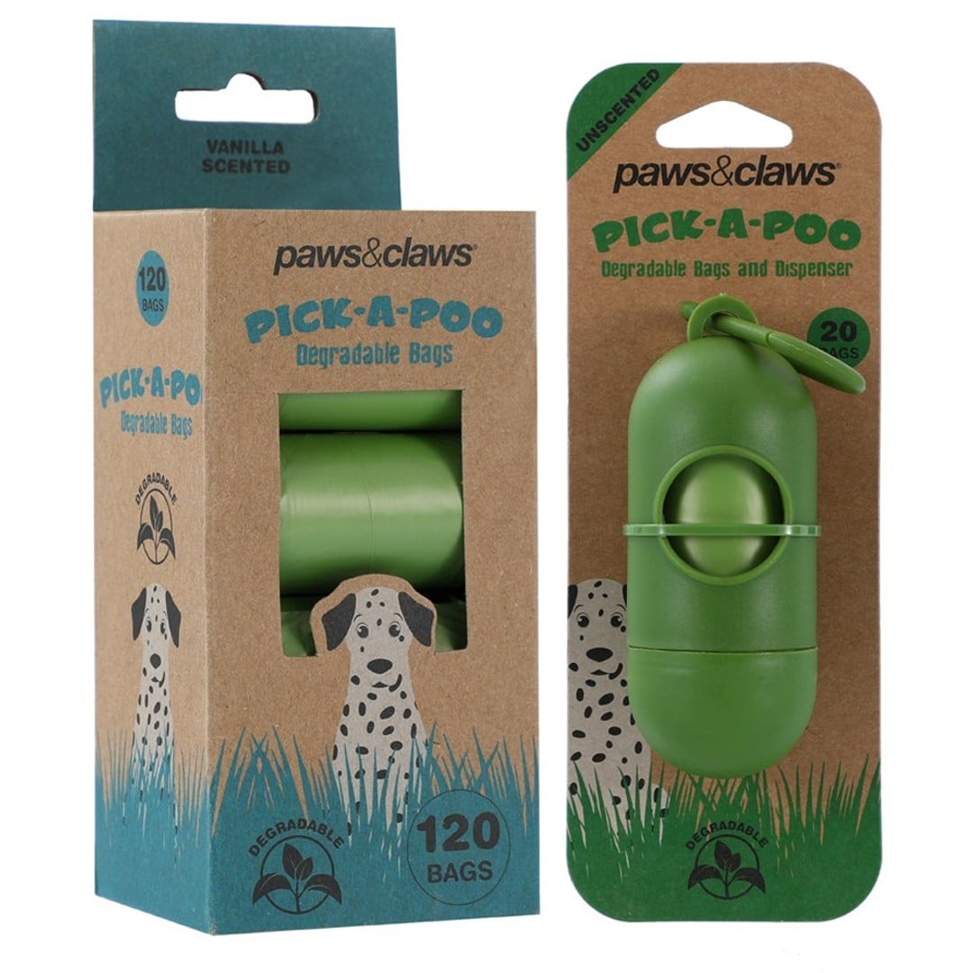 140pc Paws & Claws Pick-A-Poo Degradable Waste Bags Vanilla Scented w/ Dispenser