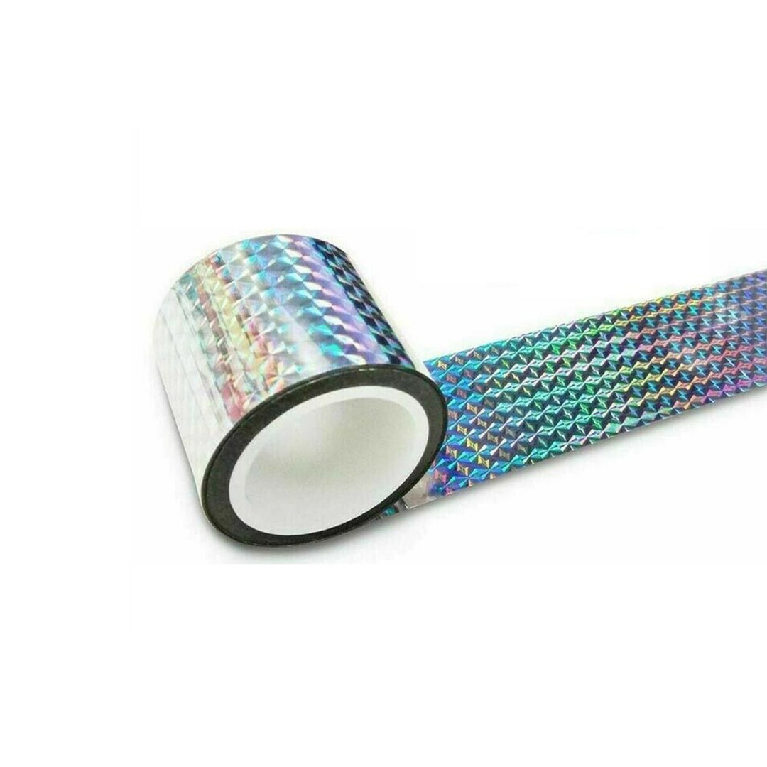2pcs Bird Deterrent Reflective Scare Tape Anti-Bird Scare Tape Dual-Side Pest Repellent Ribbon Garden Pest Control Tape Square Print