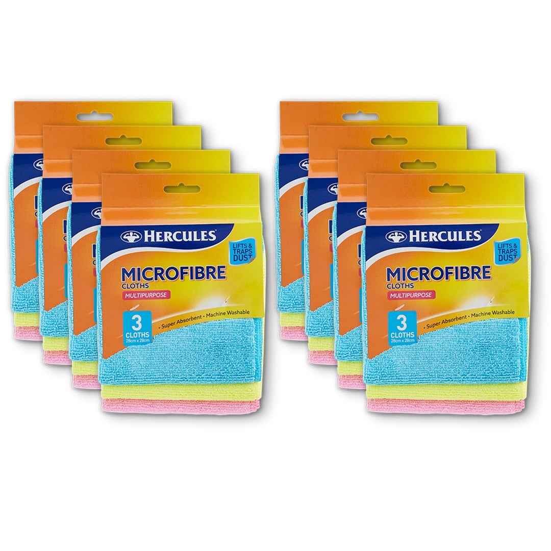 24pc Hercules Multi Purpose Microfiber Cloths Soft Cleaning Dry Washable Cloth