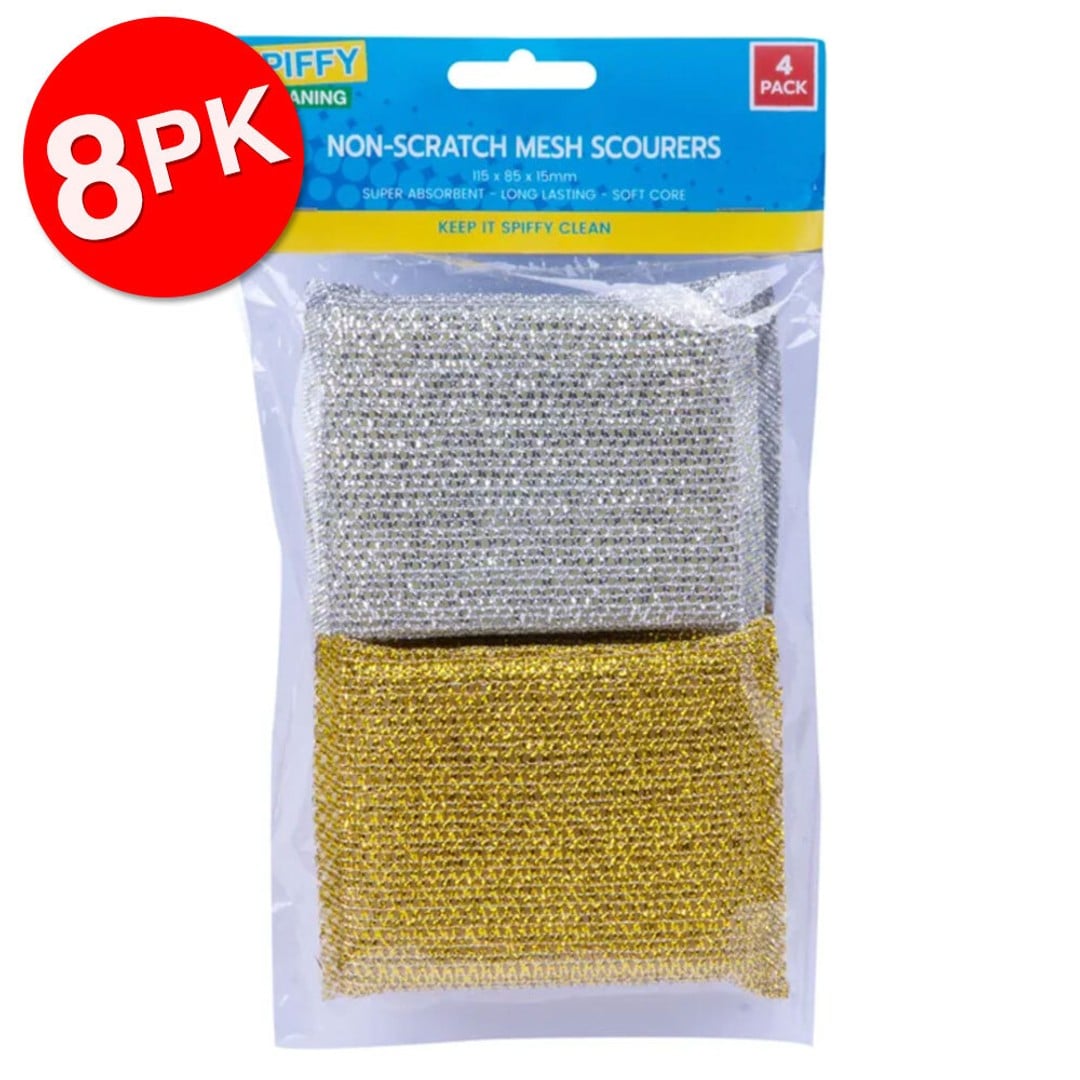 8x 4PK Spiffy 11cm Mesh Dishwashing Scourers Sponge Super Absorbent Scrub