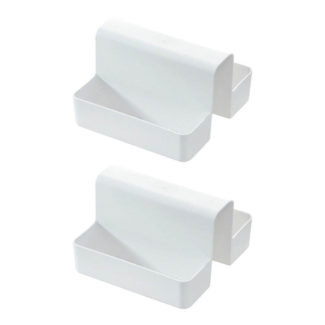 2PK iDesign Classic Plastic Sink Saddle Kitchen Caddy w/ 2-Compartments White