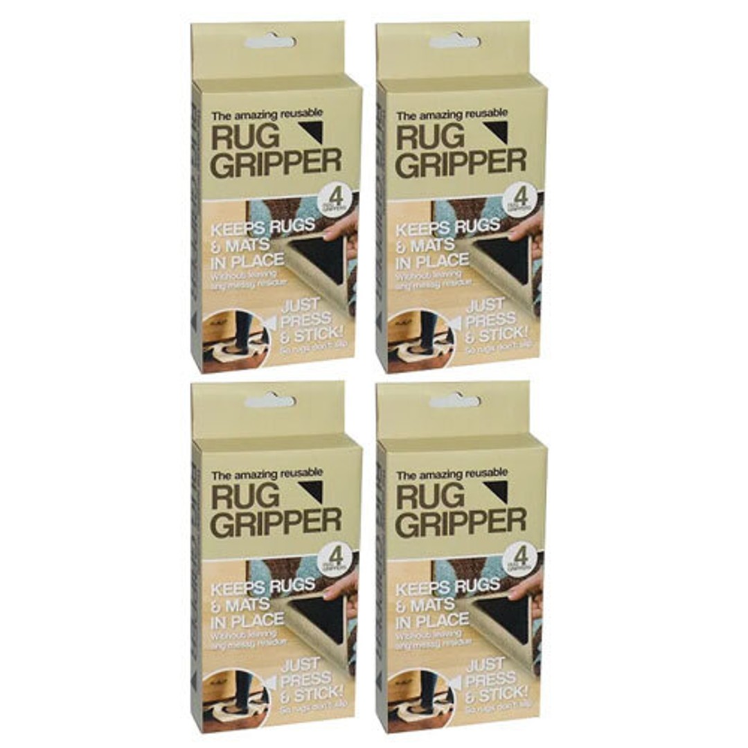 4x 4PK Rug Gripper Reusable/Washable Anti Skid Non Slip Floor Mat Grip Black