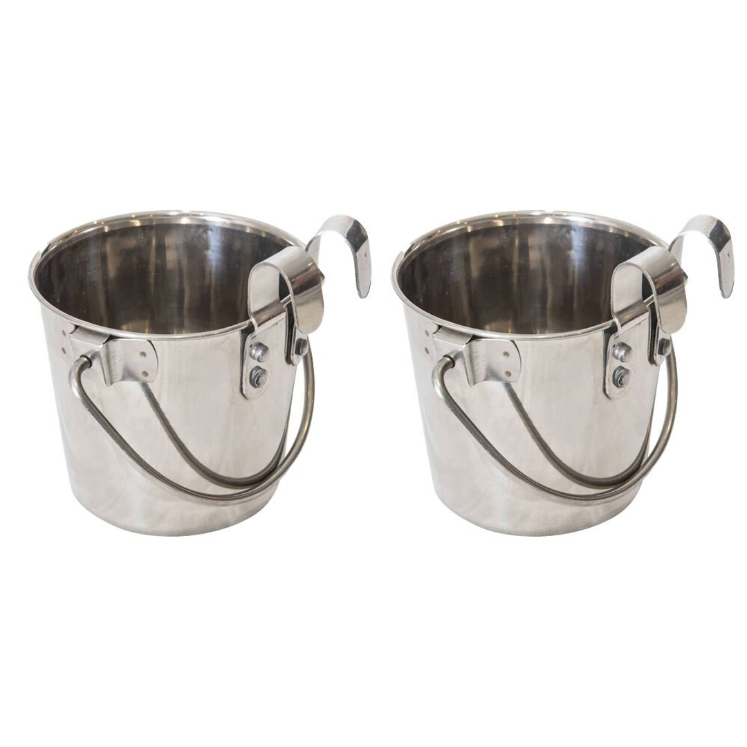 2x Superior Pet Essentials Durable Flat Sided Bucket with Riveted Hooks 1.9L