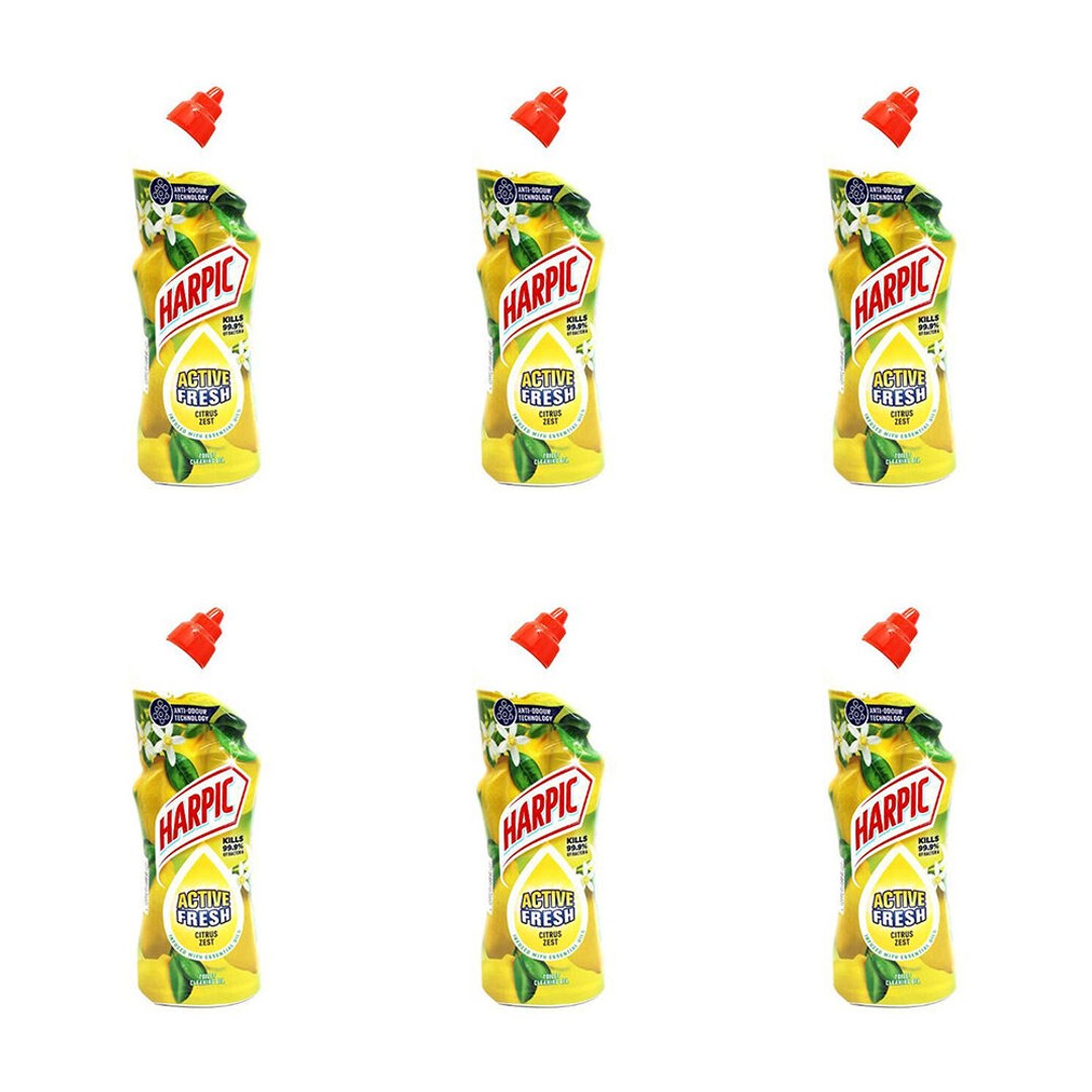 6PK Harpic Active Fresh Liquid Gel Toilet Bowl/Bathroom Cleaner 750ml Citrus