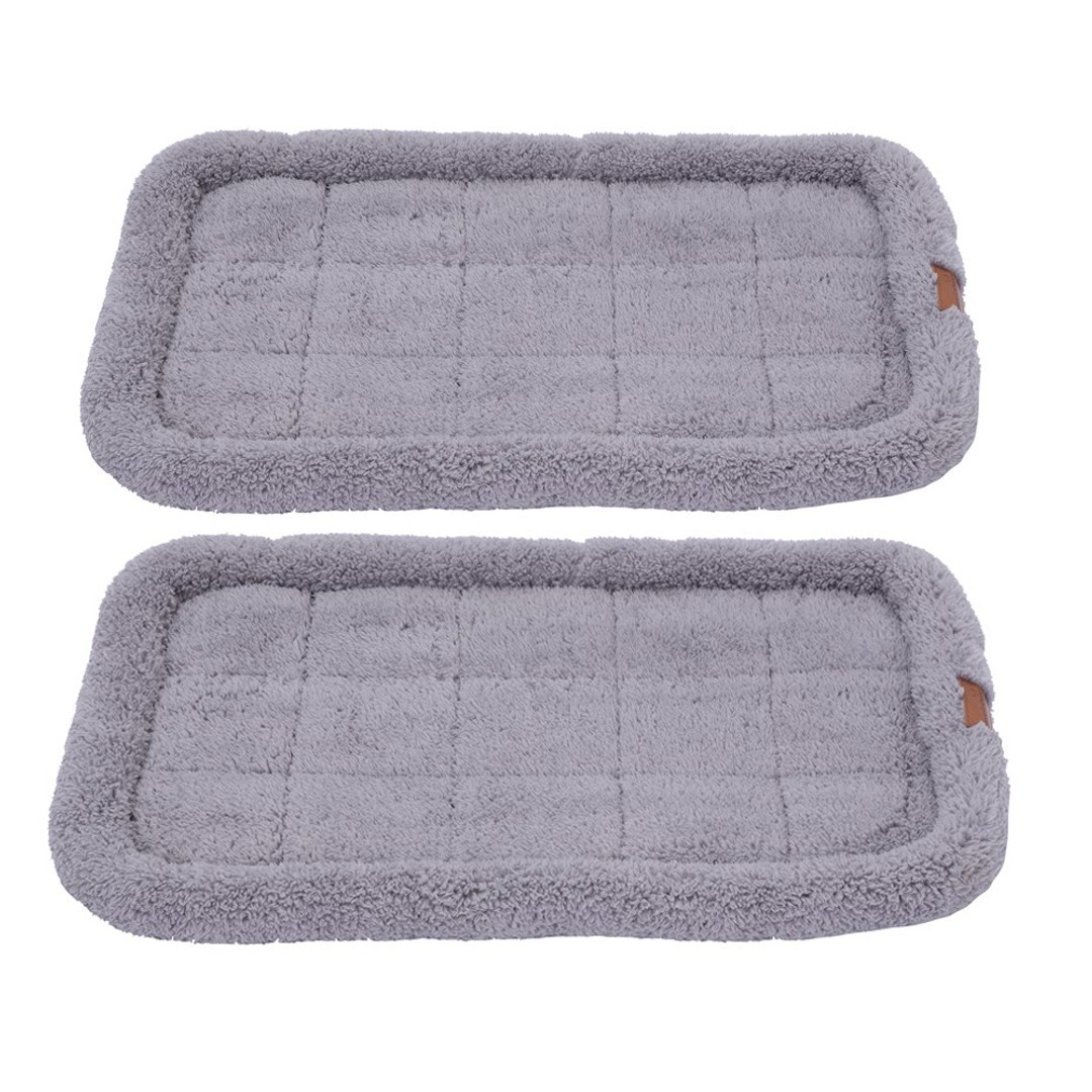 2x Paws & Claws Sherpa Crate/Carrier Cushion/Mattress Pet Dog 75x45cm Medium GRY