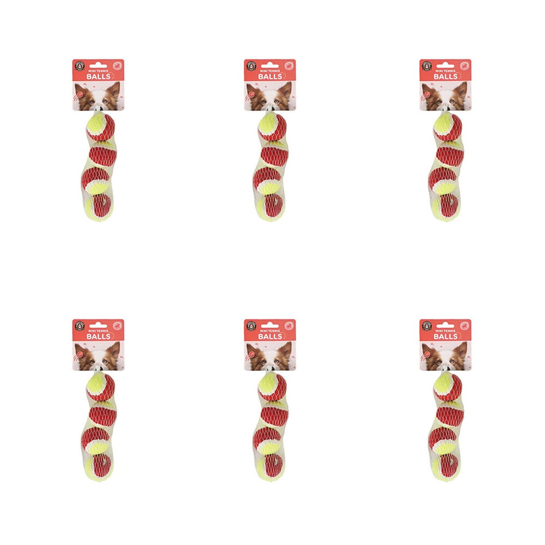 6x 4pc Dudley's World of Pets Mini Rubber Tennis Balls Dog Toy 4.2cm Assorted