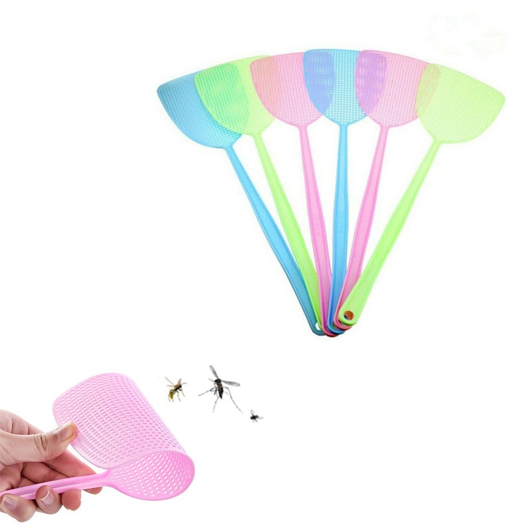 12 Pcs Plastic Fly Swatter Manual Reusable Swat Pest Control with Long Handle