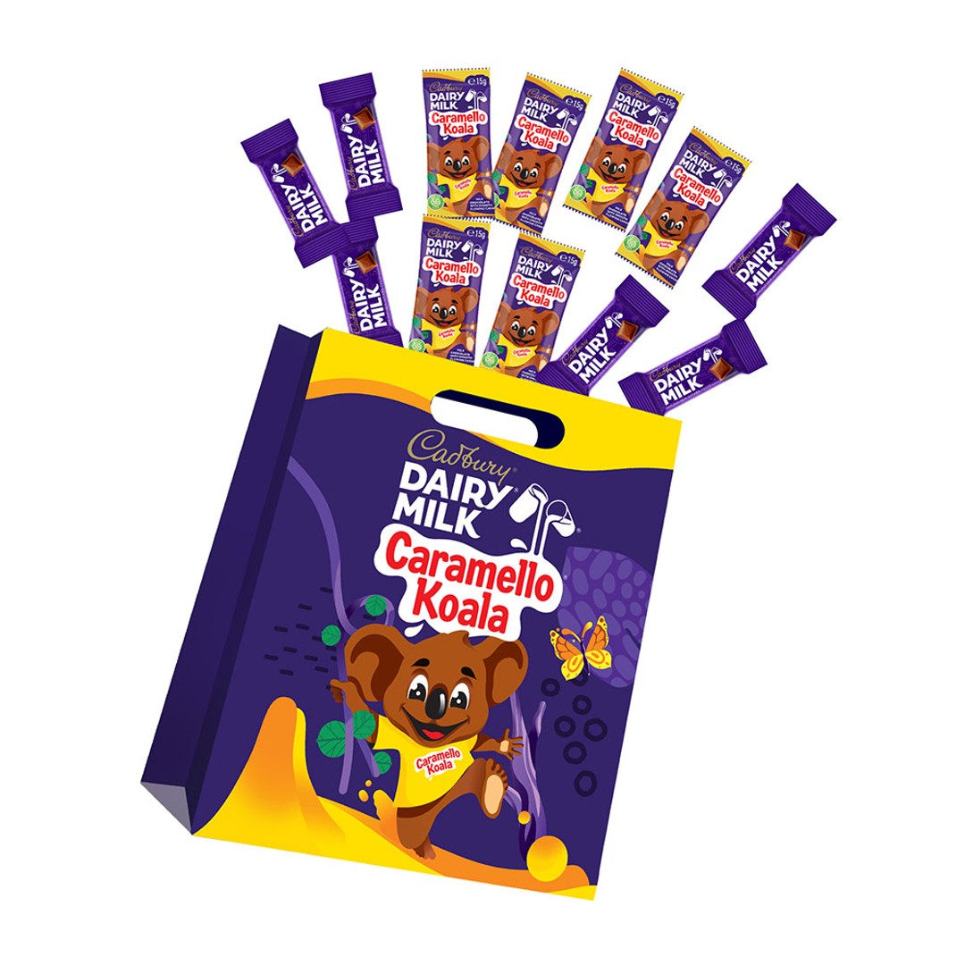 12pc Cadbury Kids Showbag w/15g Caramello Koala & 12g Bites Dairy Milk Chocolate