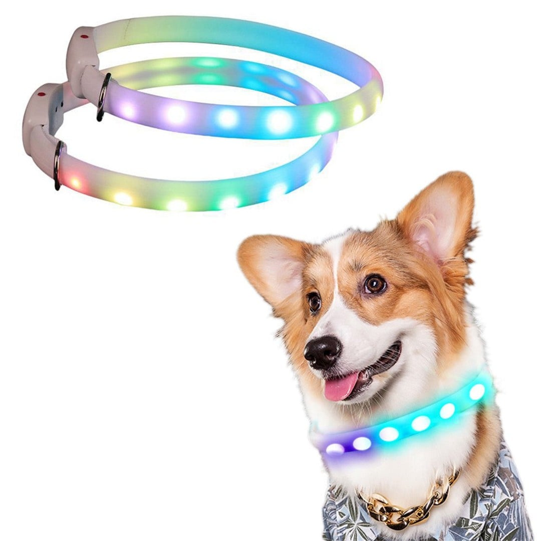 2Pcs USB Rechargeable Lighted Dog Collar Led Collar Band Pet Collars