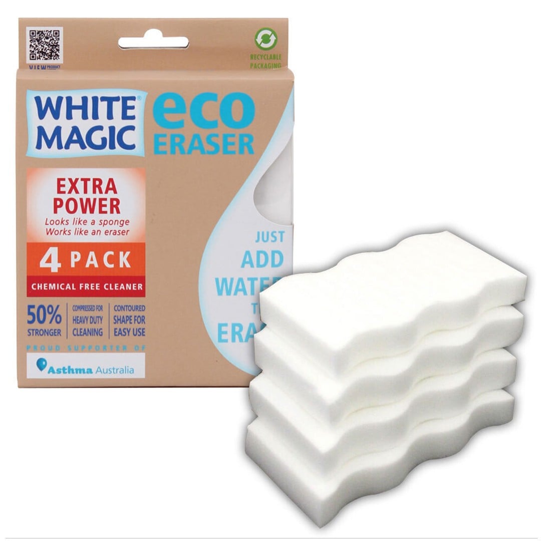 4pc White Magic Extra Power 11x7cm Sponge Kitchen Surface Cleaner Dirt Remover