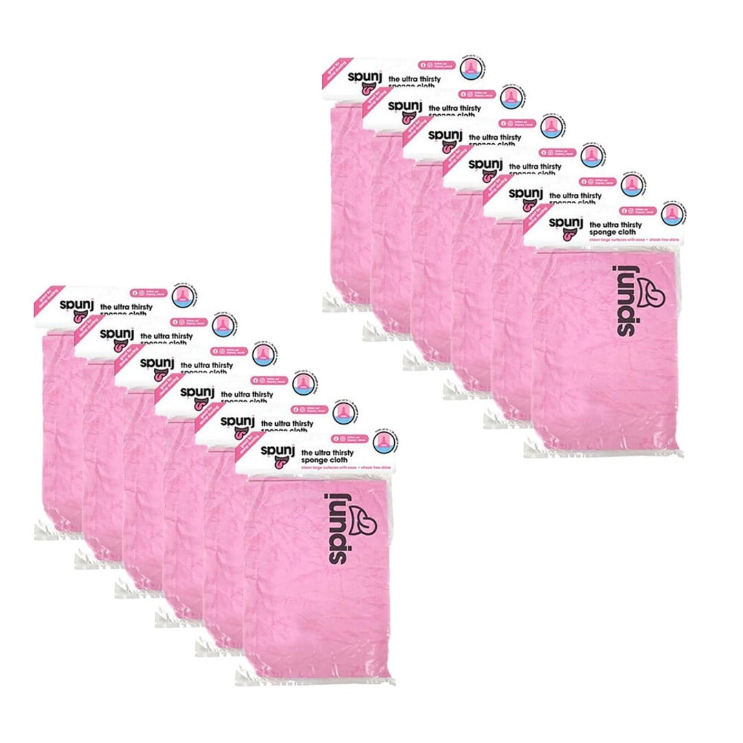 12PK Spunj Cloth Pink Clipstrip Multipurpose Durable Cleaning Dishcloth Kitchen