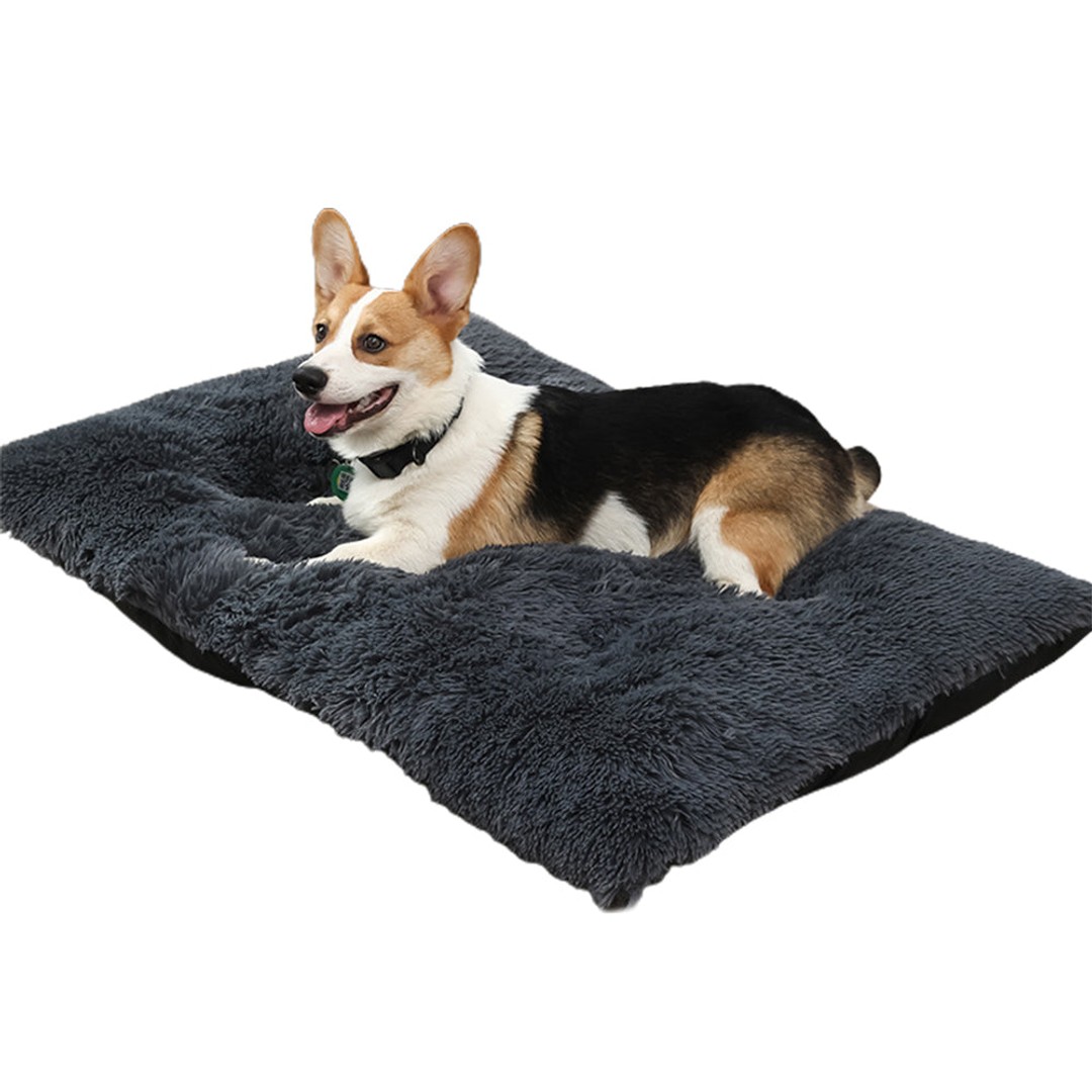 80x55cm Pet Warm Pad Dog Bed Pad Pet Plush Mat Cat Bed Pad Fluffy Dog Bed Black