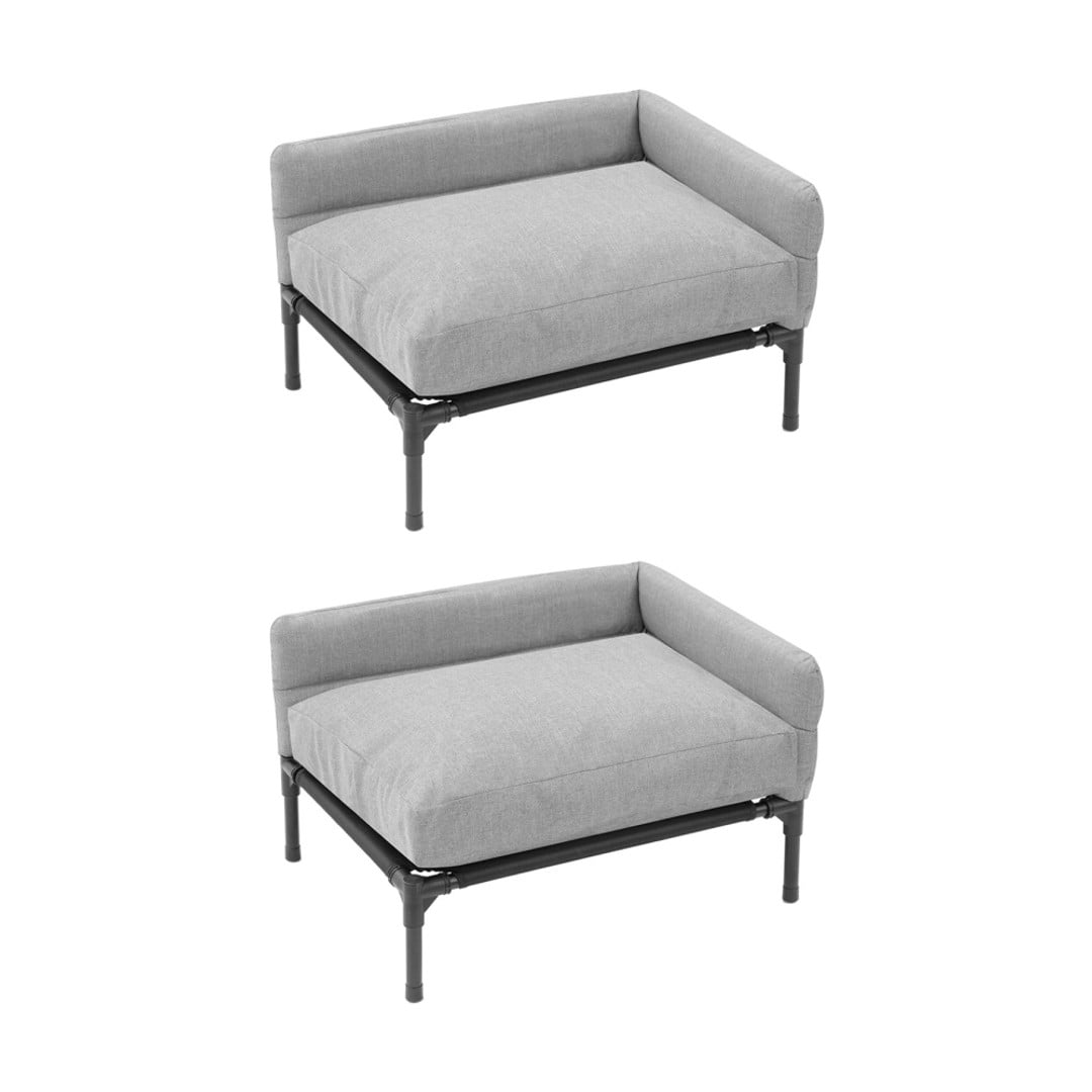 2x Paws And Claws Elevated Sofa Pet Dog Bed 64.5x49x38.5cm Linen Grey Medium