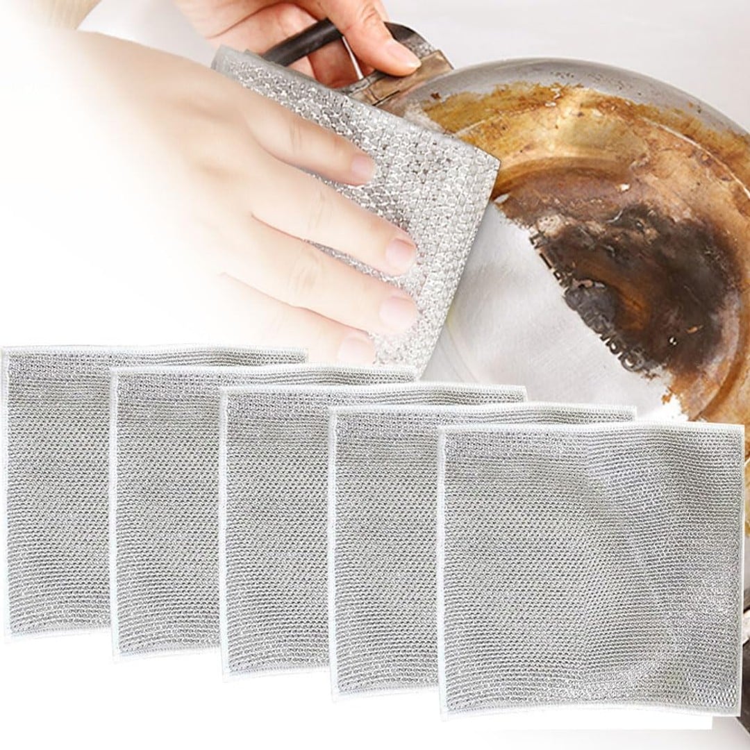 5Pcs Multipurpose Wire Dishwashing Rags for Wet and Dry