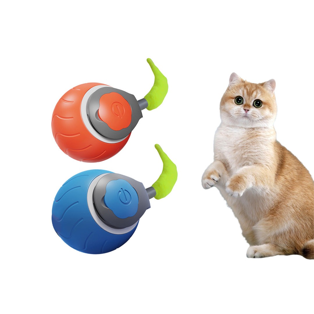 2Pcs USB Rechargeable Speedy Tail Pet Toy Interactive Pet Toy For Indoor Automatic Moving Pet Toy Ball-Each of Color