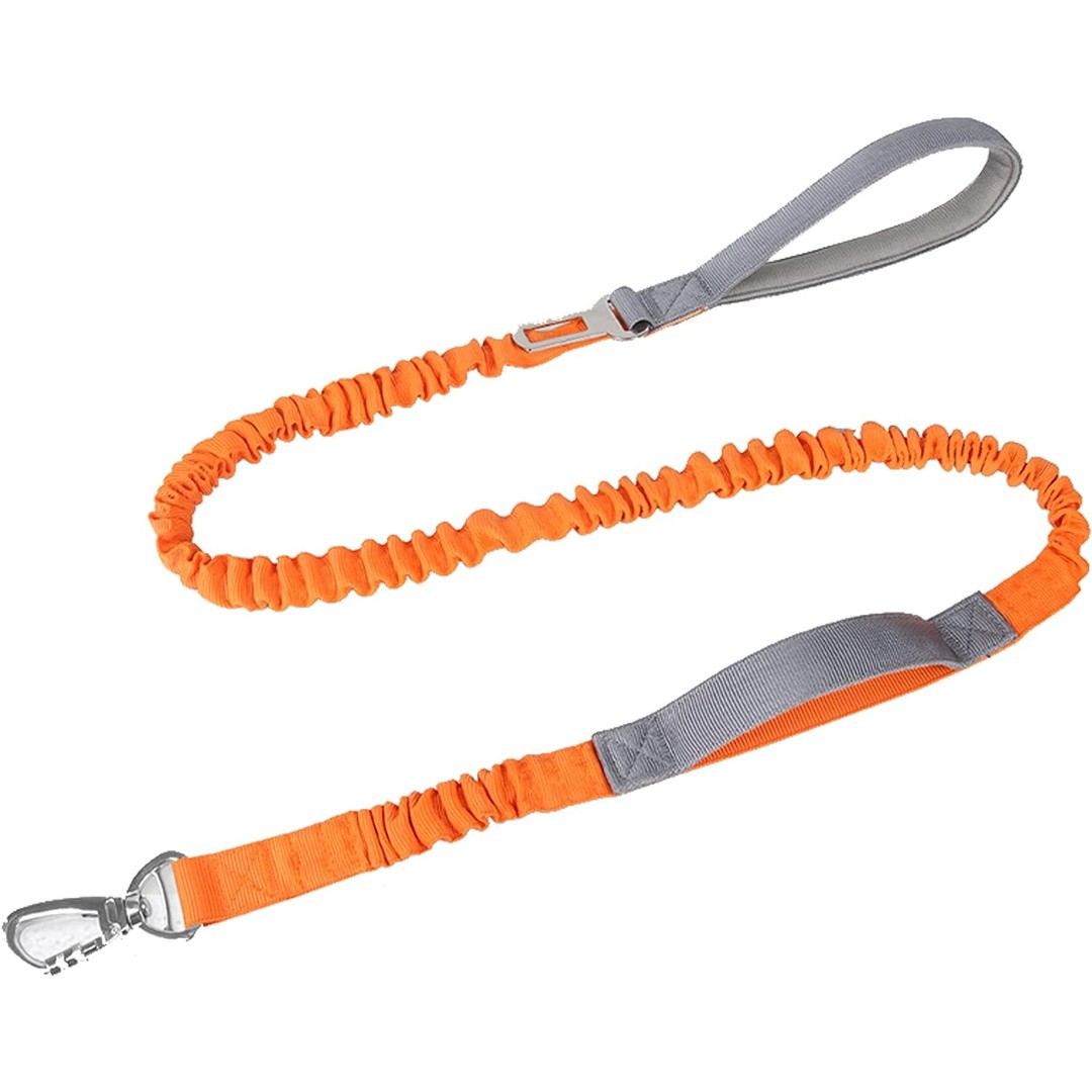 2 in 1 Dog Bungee Leash & Car Seatbelt-Orange