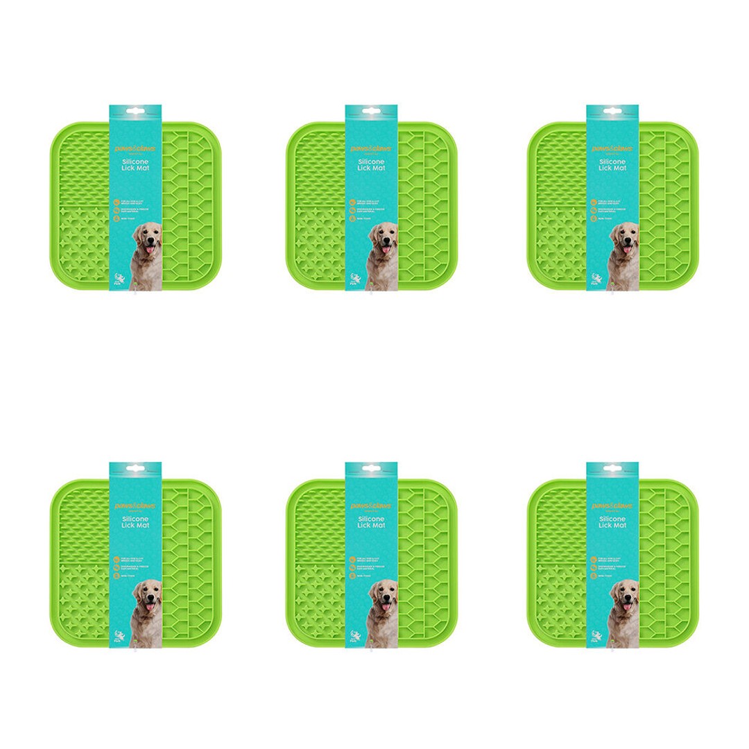 6PK Paws & Claws Lick Silicone Mat 19.7x19.7x1cm for Cats and Dogs Both Assorted