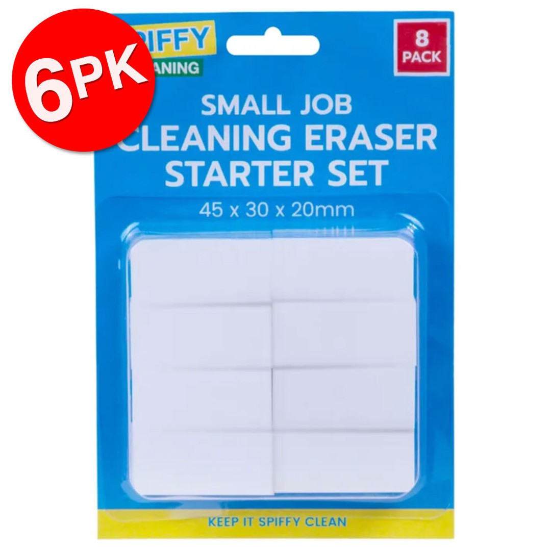 6x 8PK Spiffy Small Job Cleaning Eraser Set Multi-Functional Kitchen Cleaner WHT