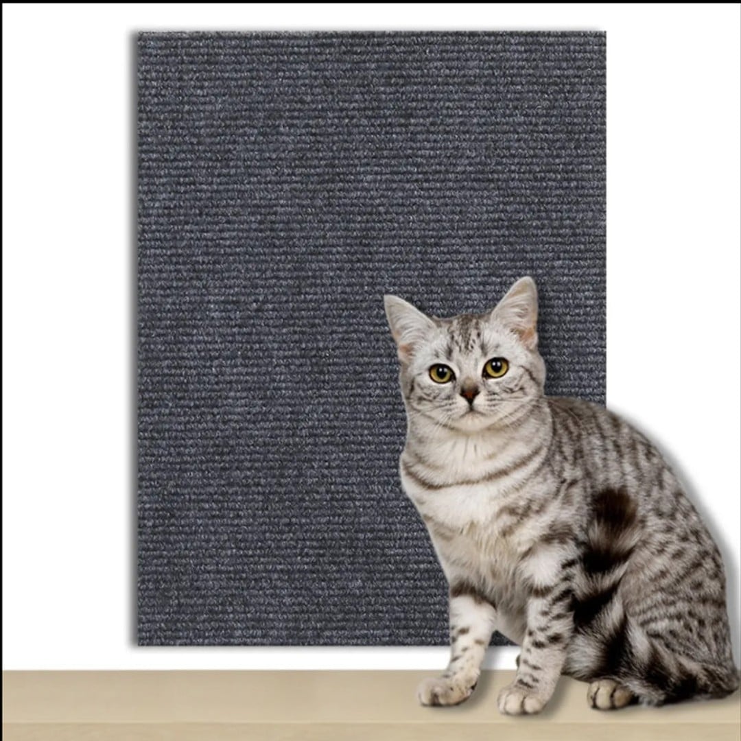 100x40cm Self-Adhesive Cat Scratching Mat Cuttable Climbing Cat Scratcher Pad Scratching Board Mat Dark Grey