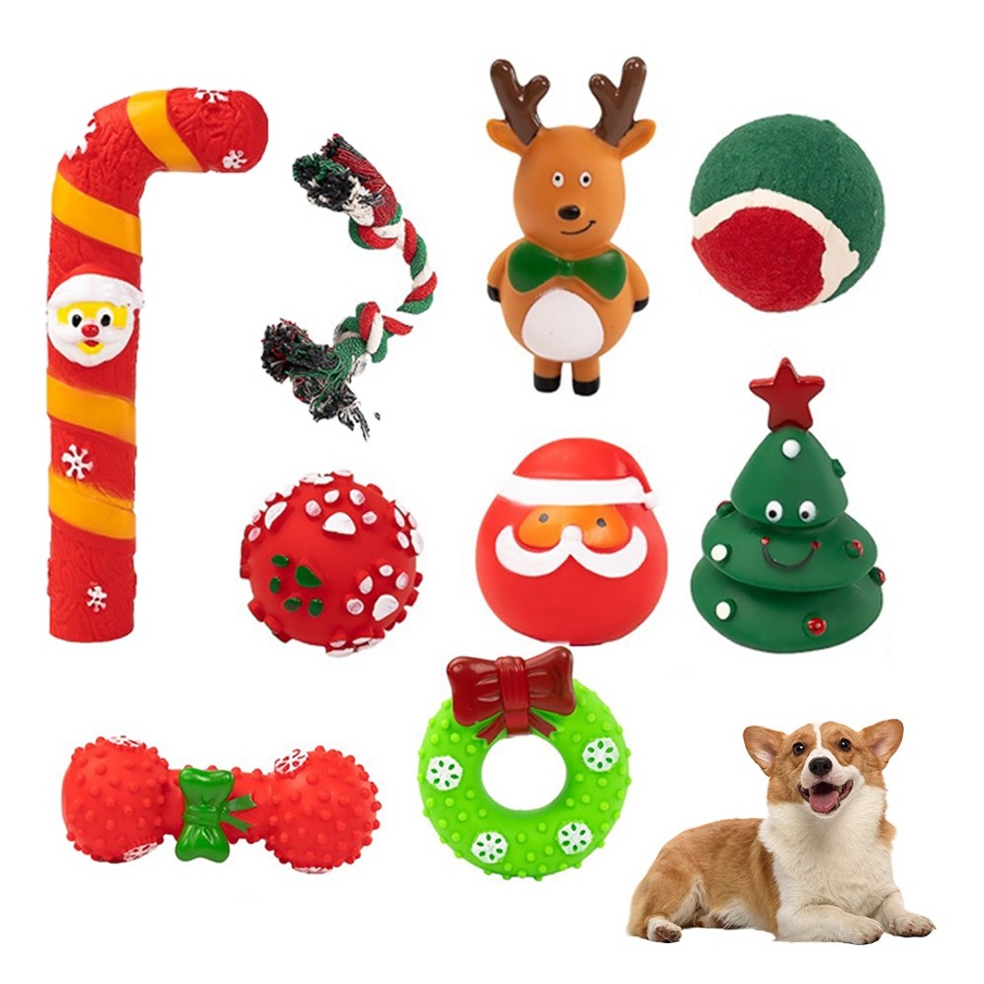 3 Sets of Squeaky Christmas Dog Toy Set Festive Dog Chew Toy - Toy Set 1 + 2 + 3