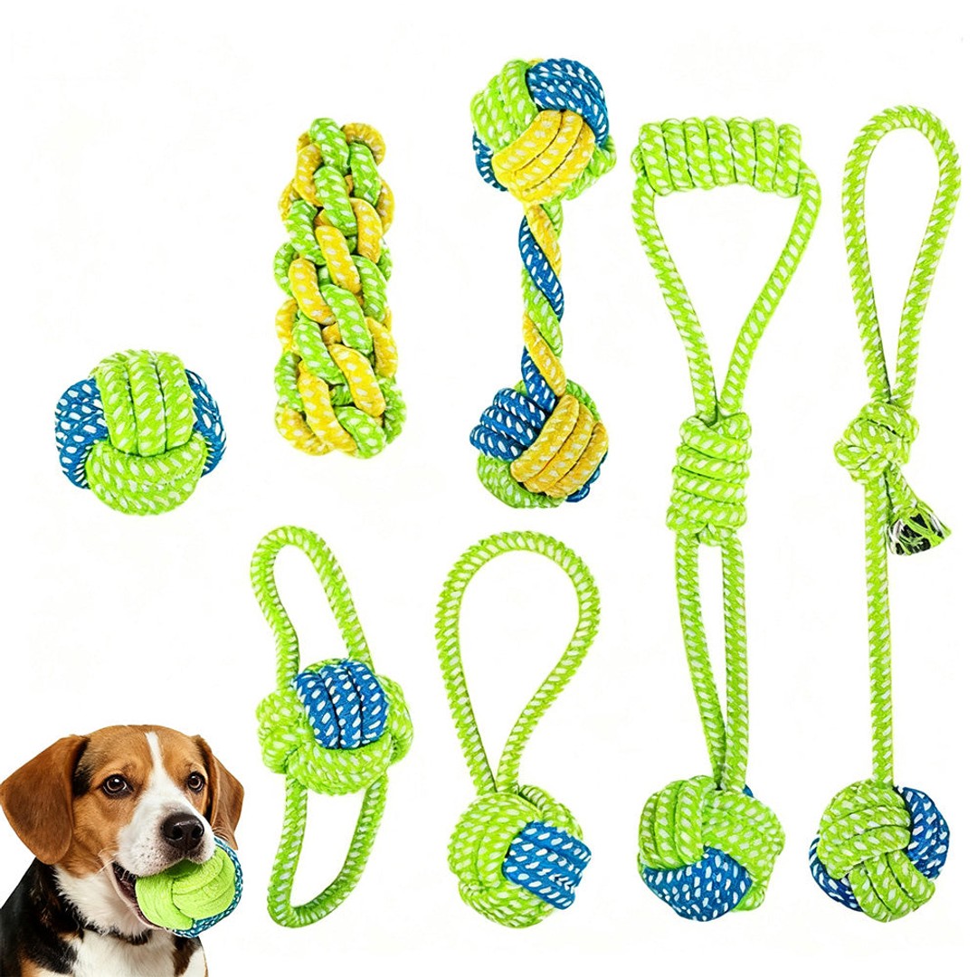 7Pcs Dog Rope Chew Toys C Durable Knot Balls for Puppies Training and Teething