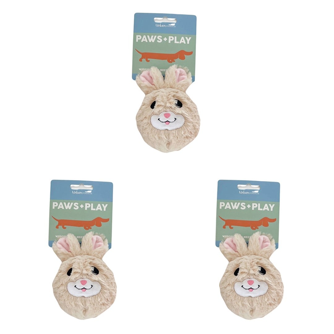 3x Urban Squeaker Animal Ball Beige/Pink Dog/Pet Durable Interactive Chew Toy