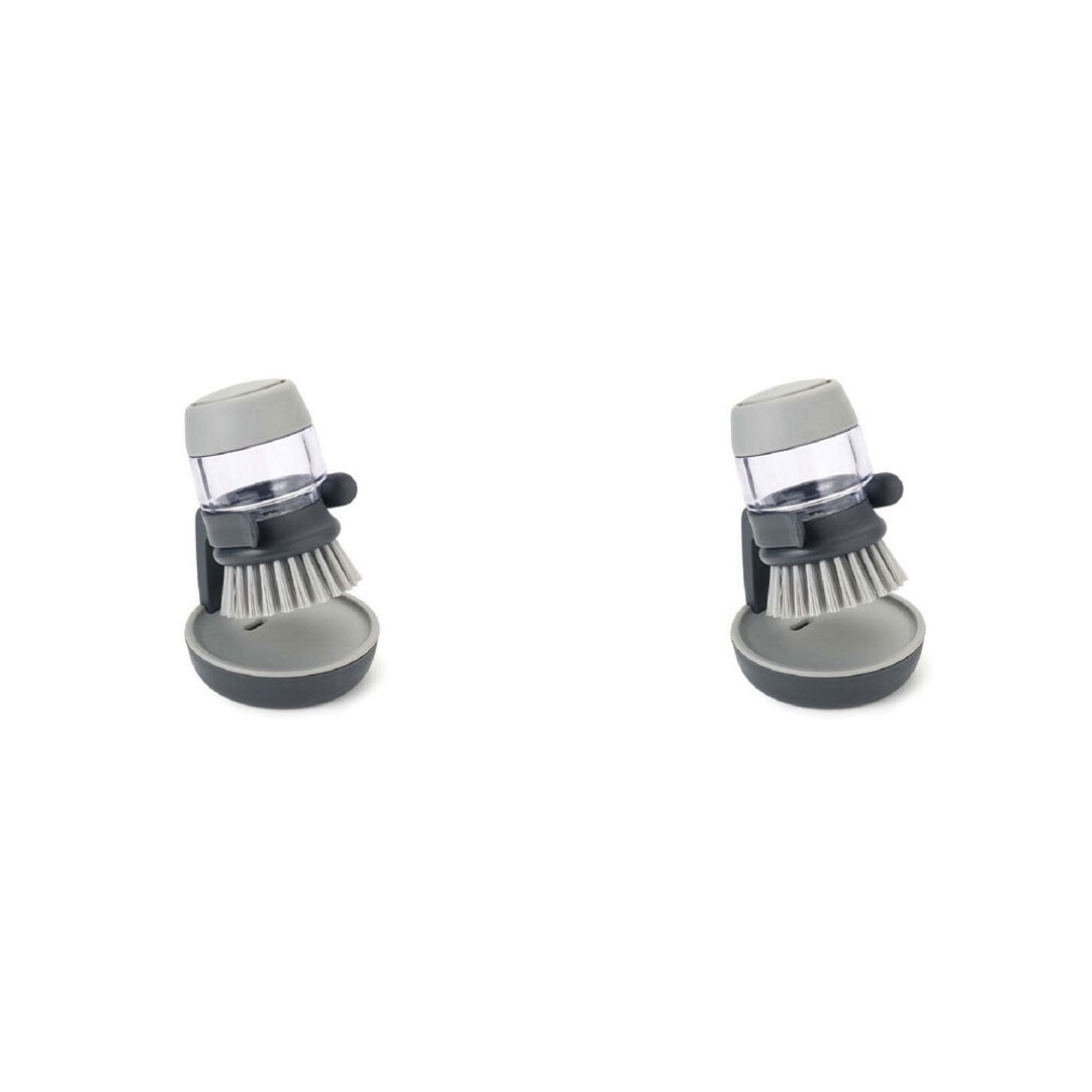 2PK Joseph & Joseph Palm Scrub 13.5cm Washing-Up Pot Cleaning Brush w/Stand Grey