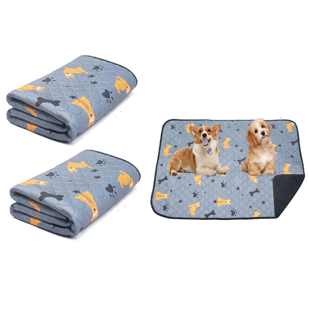 2Pcs Washable Pet Dog Training Pee Pad Reusable Absorbent Cushion Pet Pee Mat-Blue