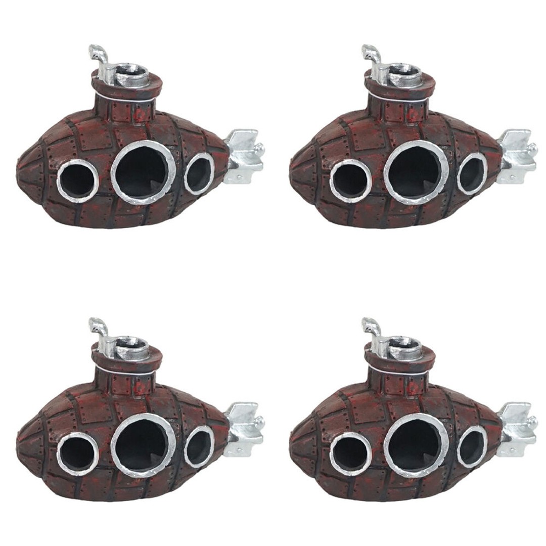 4PK Dudley's World Of Pets Aquarium/Fish Tank Submarine Ornament Decor 12cm