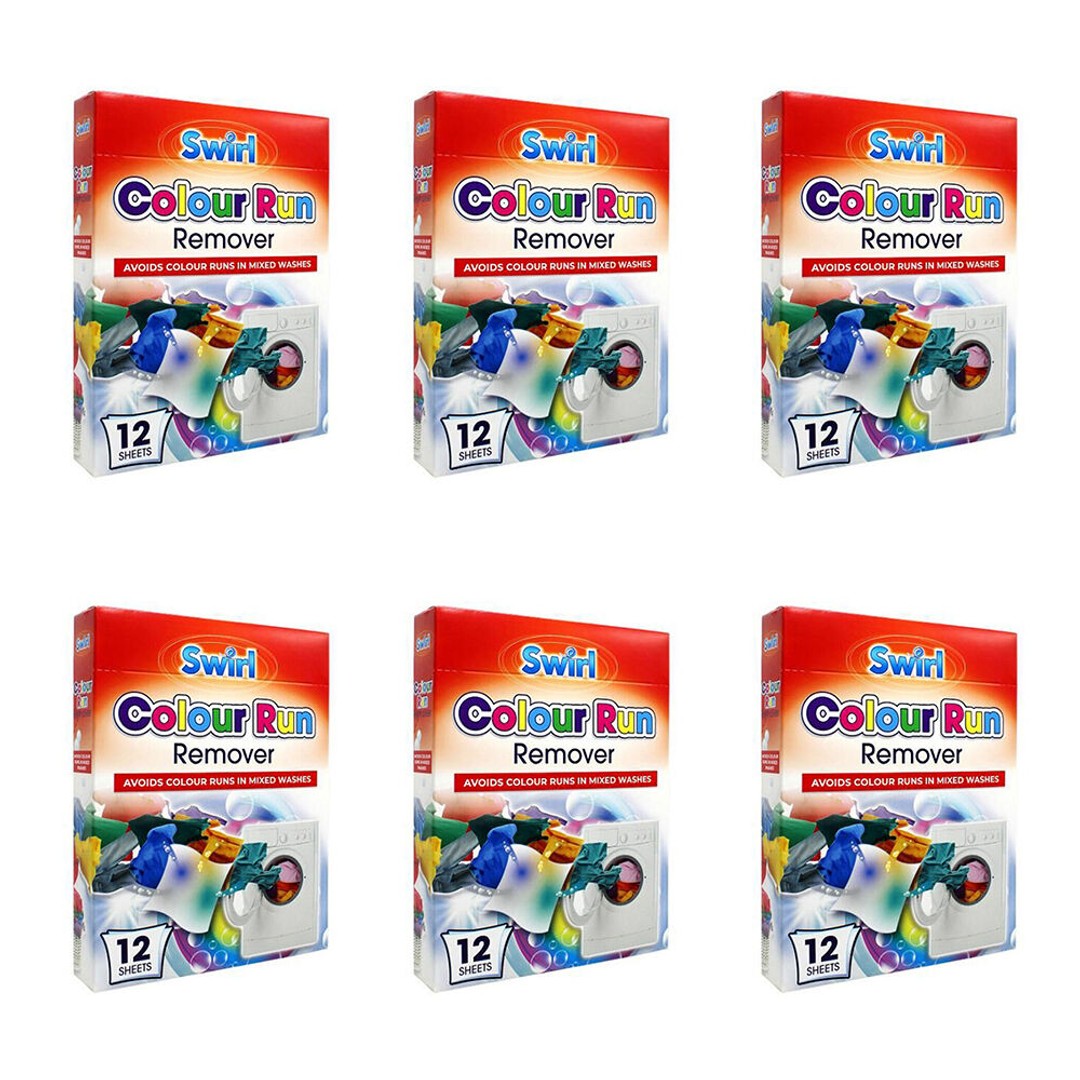 6x 12pc Swirl Colour Run Remover Dye Catcher Non-Woven Laundry Sheets 11x20cm