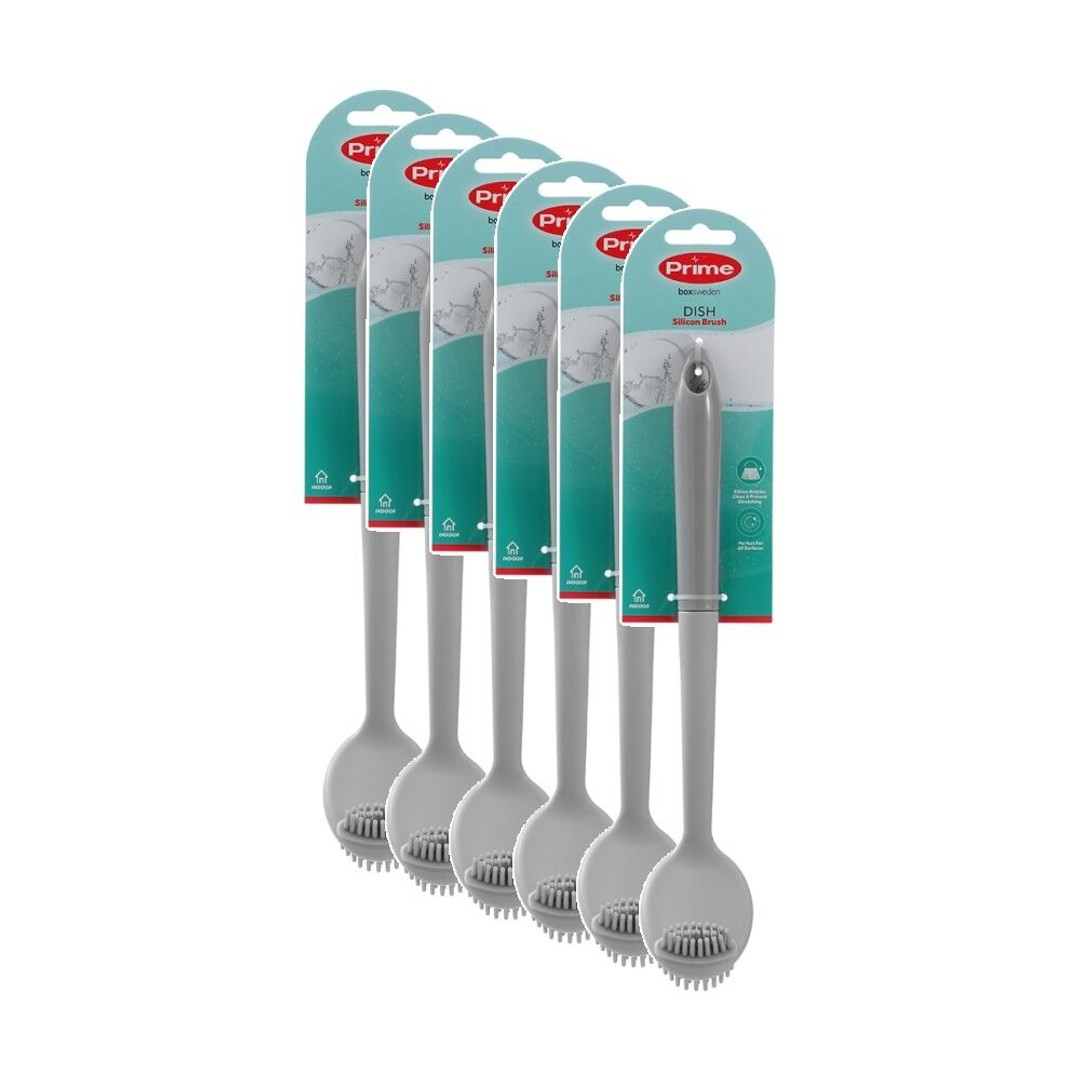 6PK Boxsweden Prime Essentials Dish Brush Silicone Bristles Cleaning Assorted