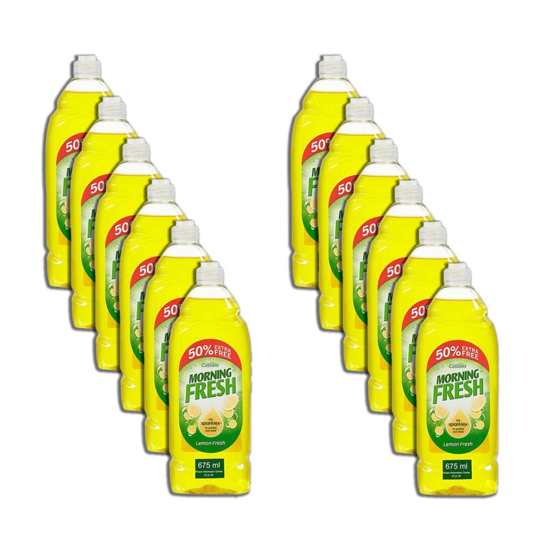 12PK Morning Fresh Antibacterial Dishwashing Liquid 675ml Lemon Fresh Yellow