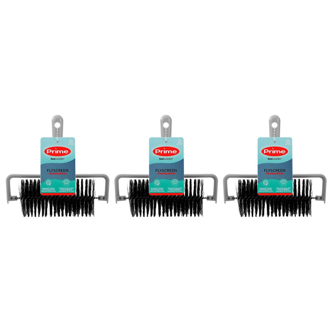 3PK Boxsweden Prime Flyscreen Cleaning Wheel w/ Brush/Comfort Grip Handle Assrtd