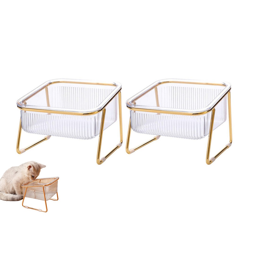 2Pcs Elevated Dog Bowls Raised Pet Feeder Cat Food Water Diner Stand Set-Single Bowl Style