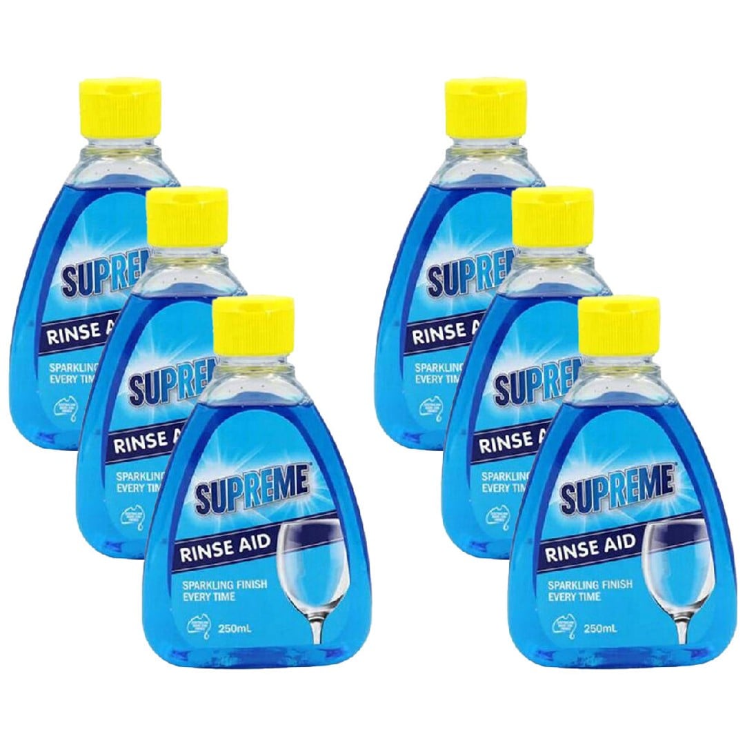 6PK Supreme Rinse Aid Dishwashing Liquid Booster Cleaner Dishwasher Wash 250ml