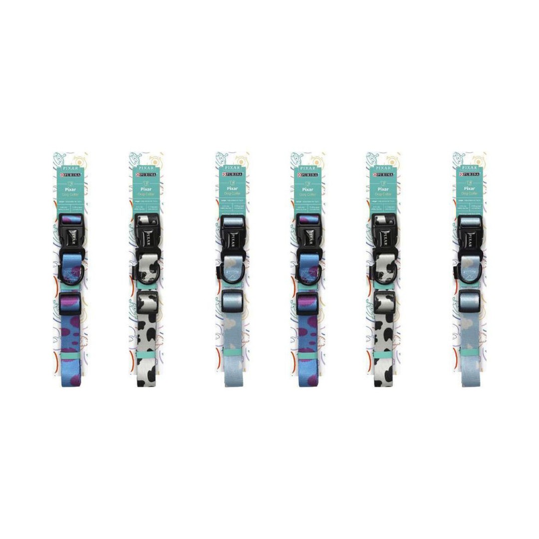 6PK Purina Total Care Pixar Dog Collar Assorted Large Adjustable Neck Strap
