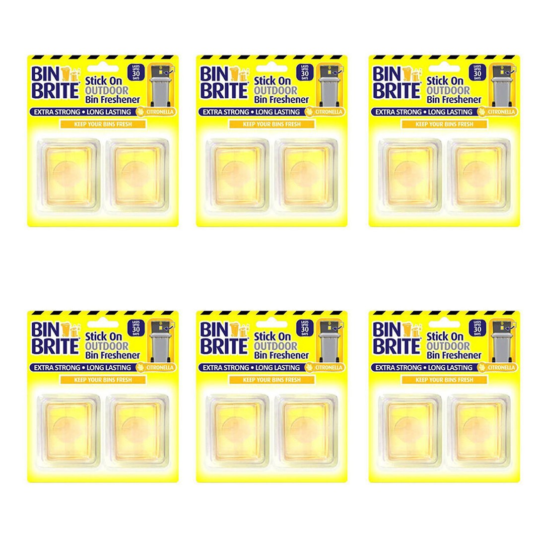 6x 2pc Bin Brite Stick On Outdoor Rubbish Bin Air Freshener Large Citronella