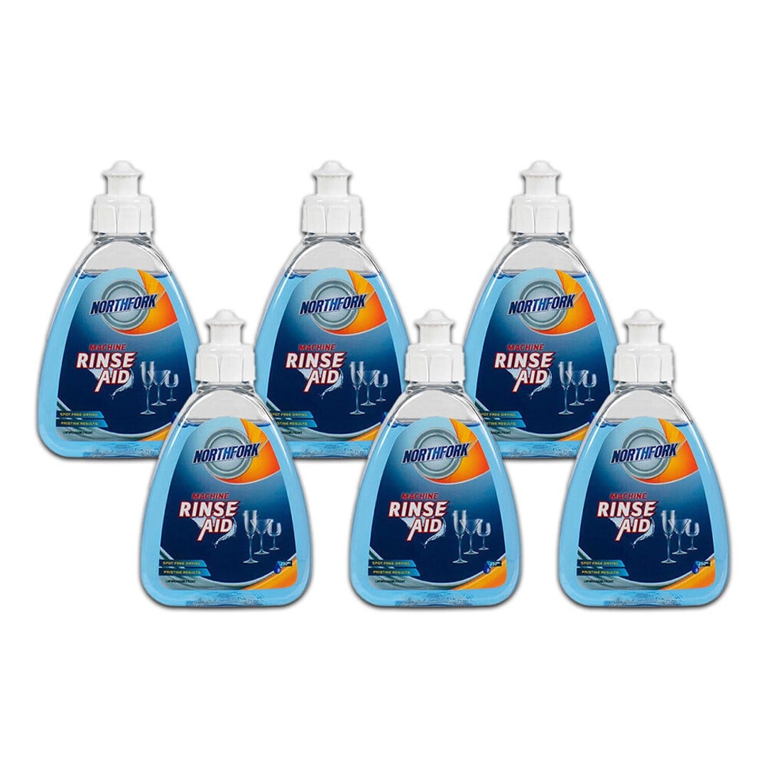 6x Northfork Liquid Machine Rinse Aid Spot Free Drying Dishwashing Soap 250ml