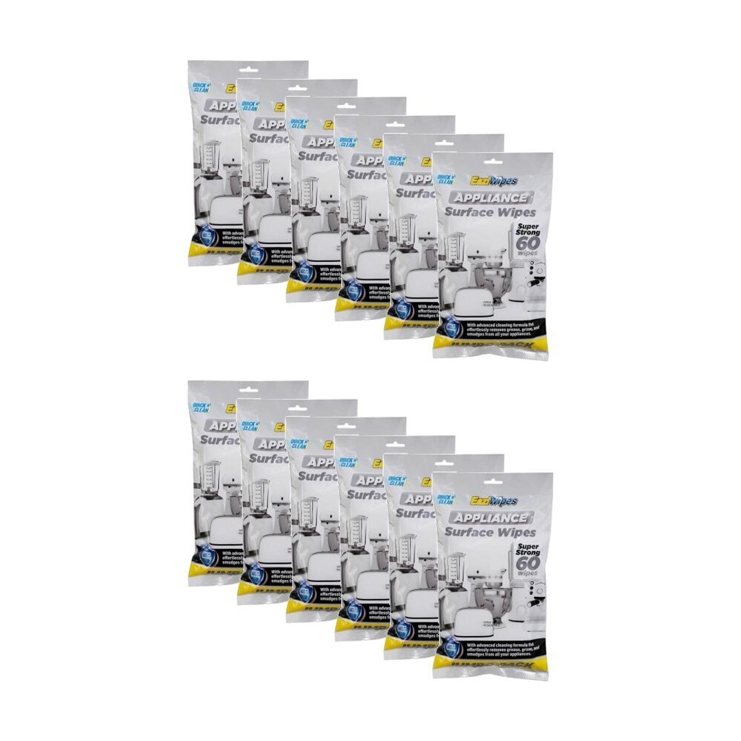 12x 60PK EaziWipes Appliance Surface Cleaning Wipes Grease Grime Removal