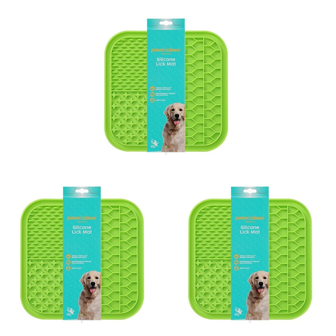 3PK Paws & Claws Lick Silicone Mat 19.7x19.7x1cm for Cats and Dogs Both Assorted