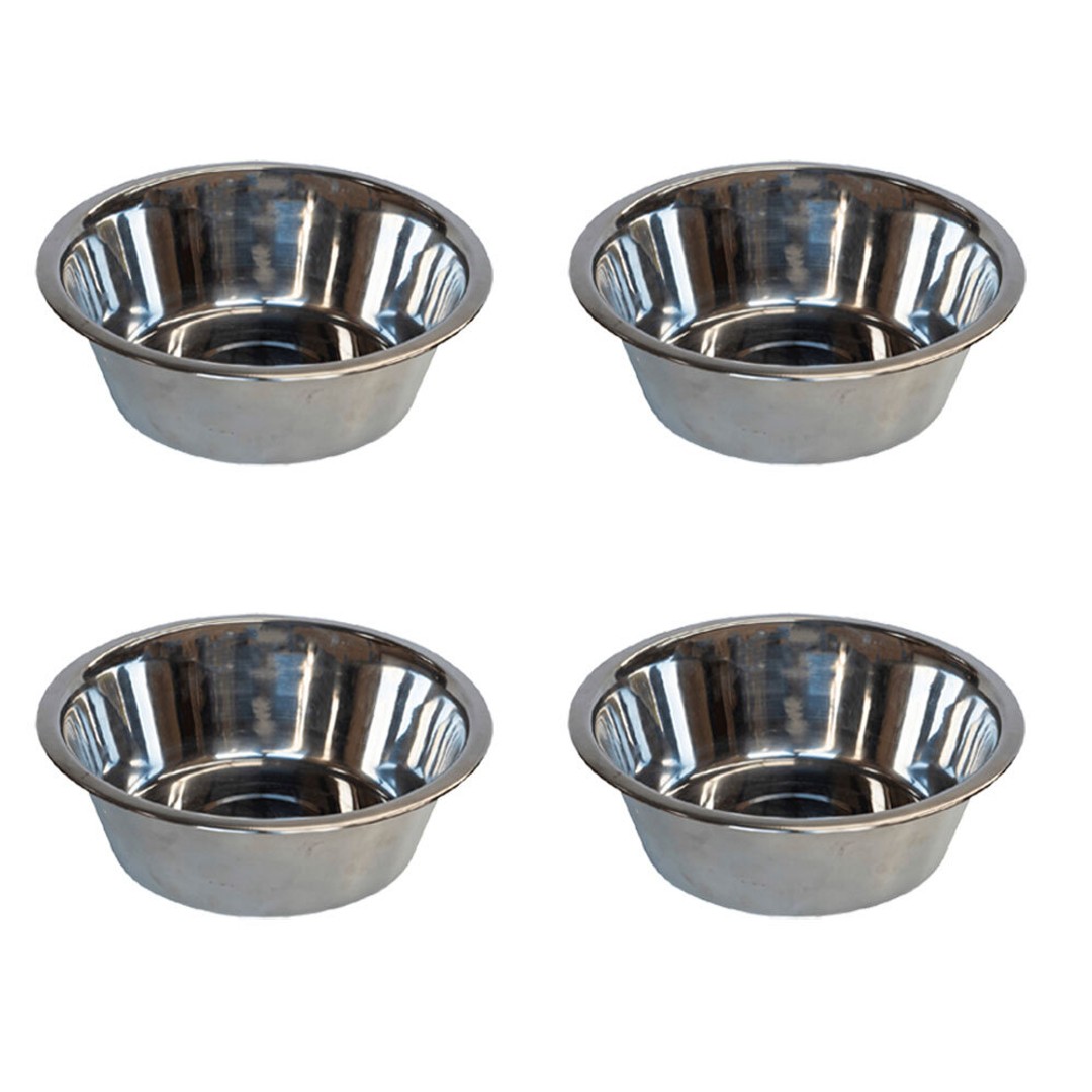 4x Superior Pet Essentials Economy Food-Grade Stainless Steel Dog Bowl 4.7L